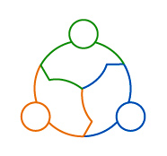 abstract people linked together graphic icon